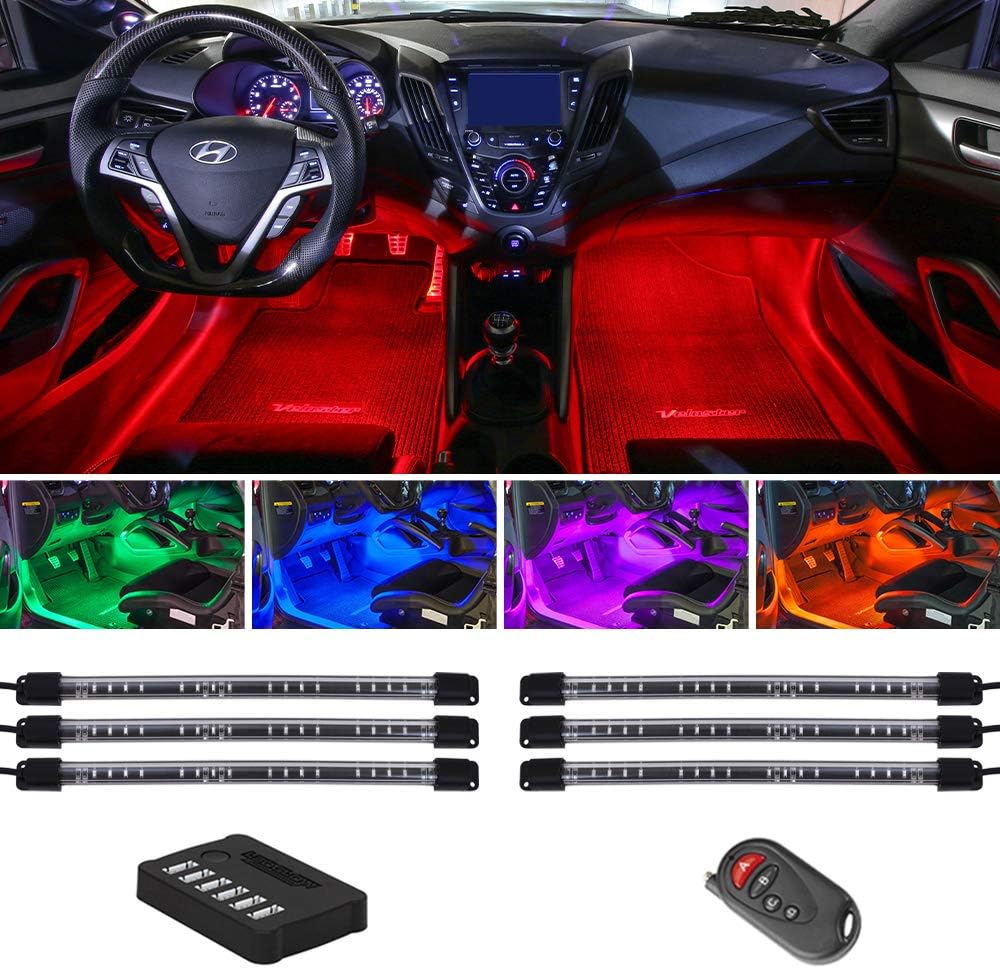 6pc Flexible LED Interior Footwell Underdash Neon Lighting Kit for Cars & Trucks H639