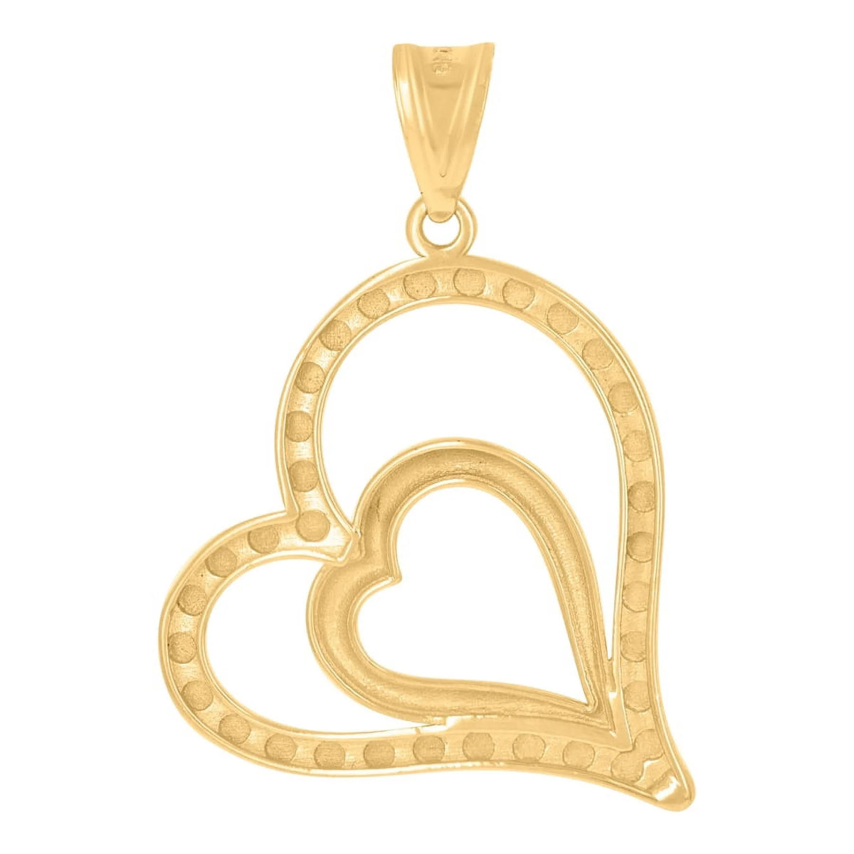 14k Two tone Gold Love Heart Charm Pendant Necklace U23526