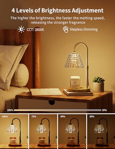 Candle Warmer Lamp with Timer, Adjustable Height, 2 Bulbs, 4 Levels Dimmable Y74910
