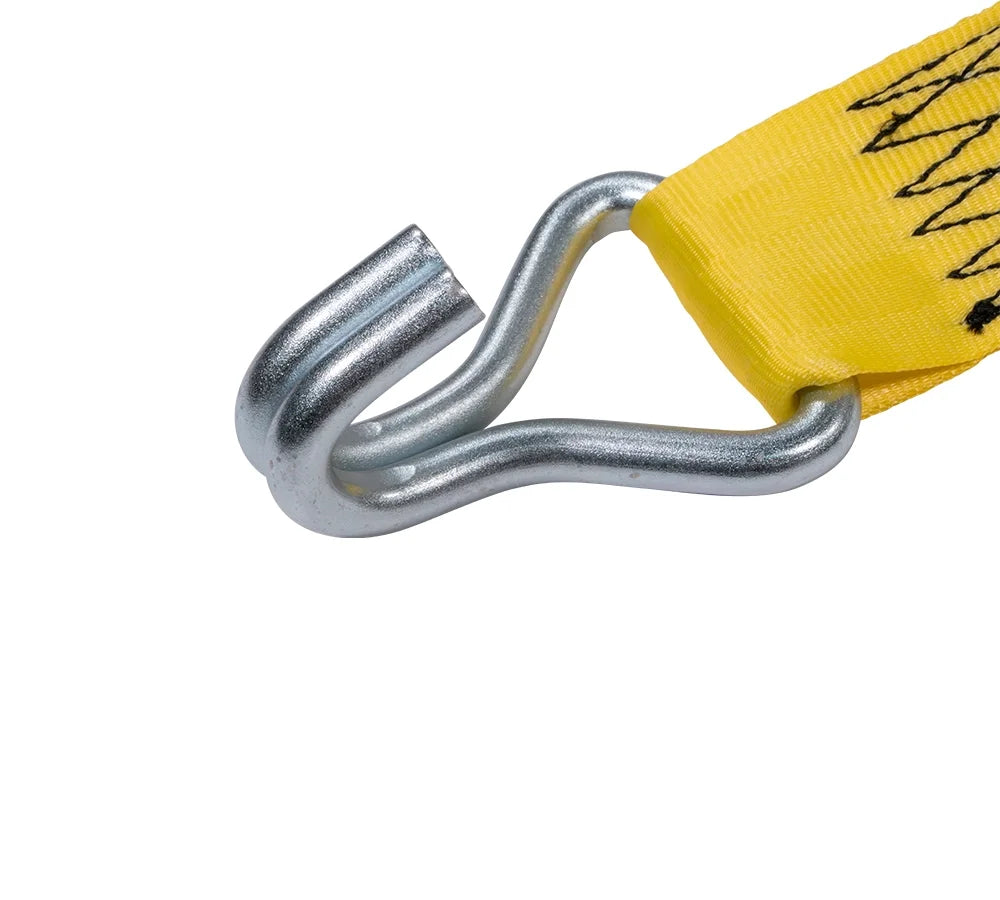 2 Pack 2" x 10' Retractable Ratchet Straps with Double J-Hook, 3,300 lbs Breaking Strength, Yellow I60430