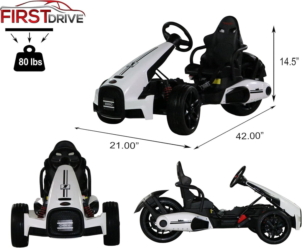 Kids Electric Go Kart 12V White Ride On Toy Car U469624