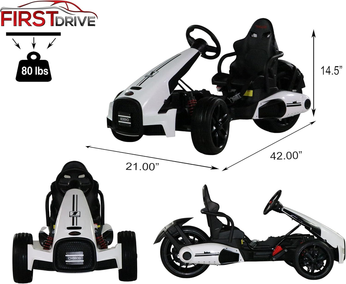 Kids Electric Go Kart 12V White Ride On Toy Car U469624