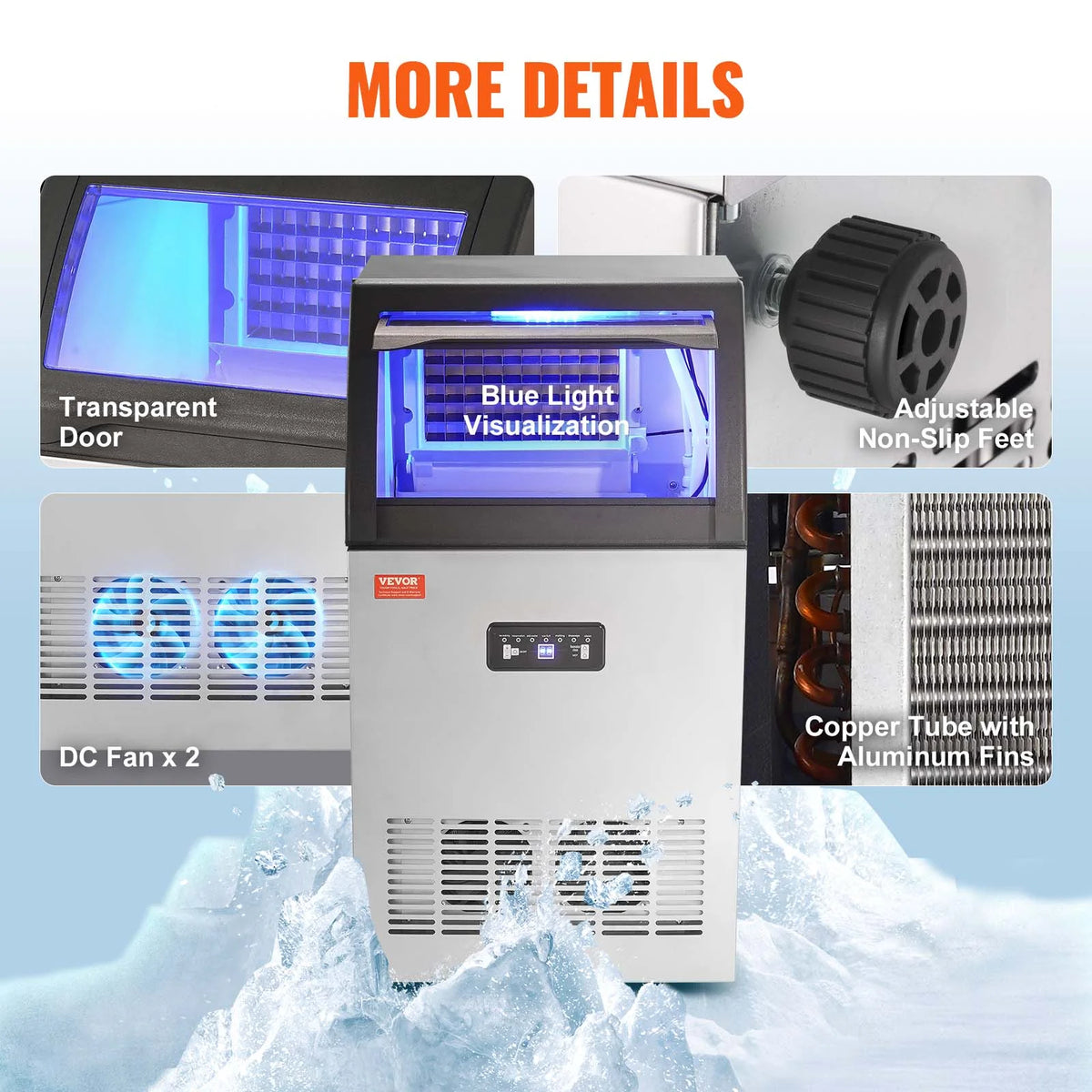 Commercial Ice Maker 120LBS/24H 29LBS Storage U6143