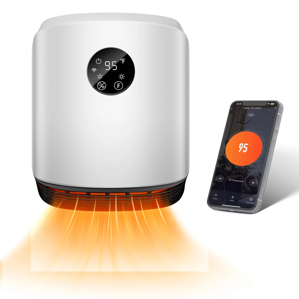 1500W Portable Wall Mounted Space Heater with Adjustable Thermostat T91927