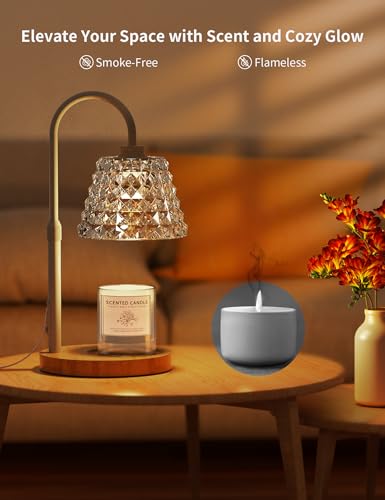Candle Warmer Lamp with Timer, Adjustable Height, 2 Bulbs, 4 Levels Dimmable Y74910