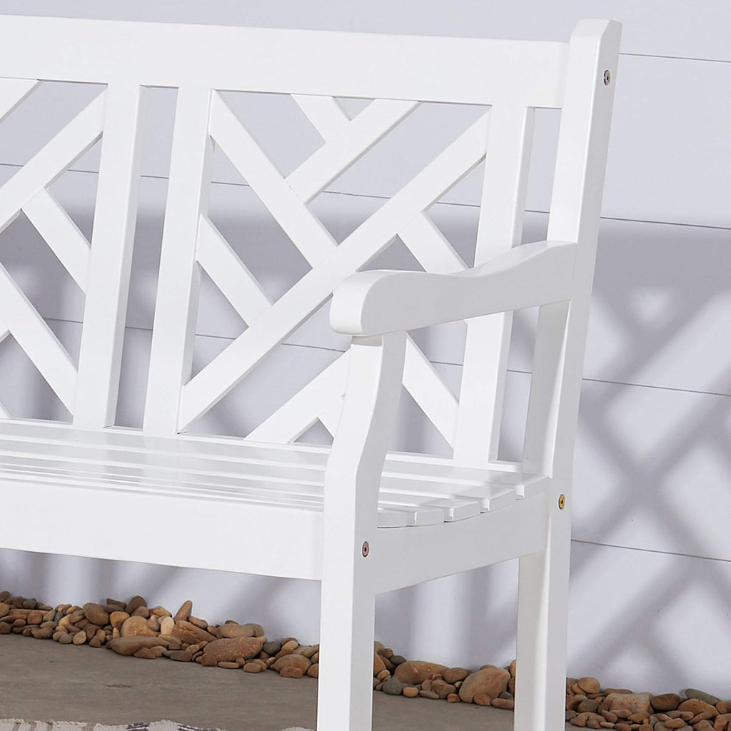 White Acacia Wooden Bench L5540
