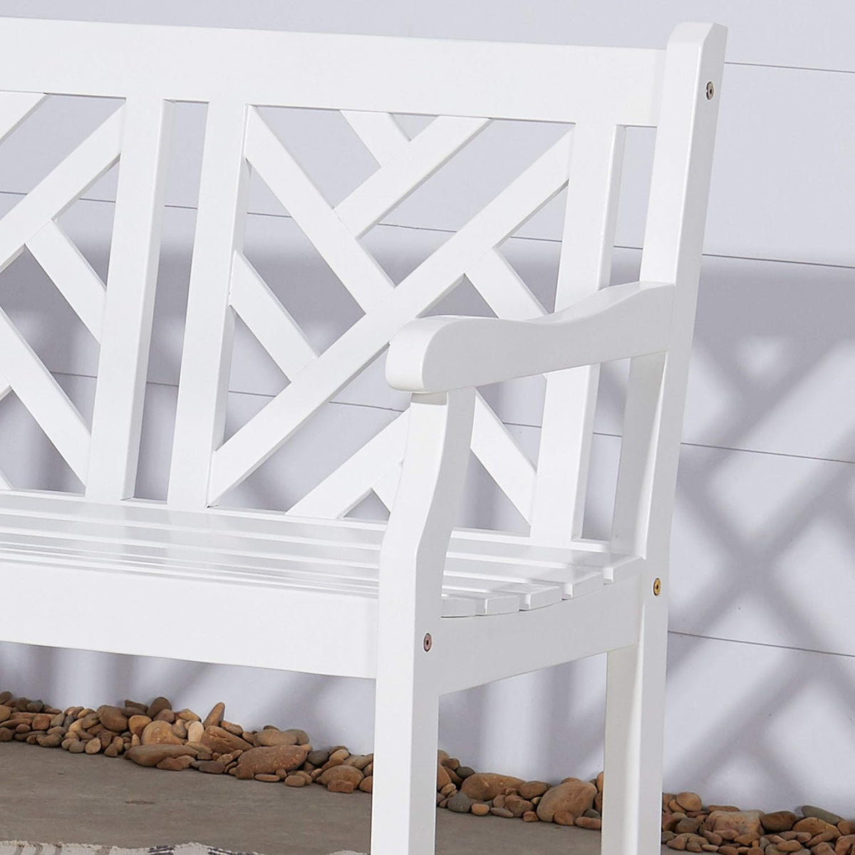 White Acacia Wooden Bench L5540