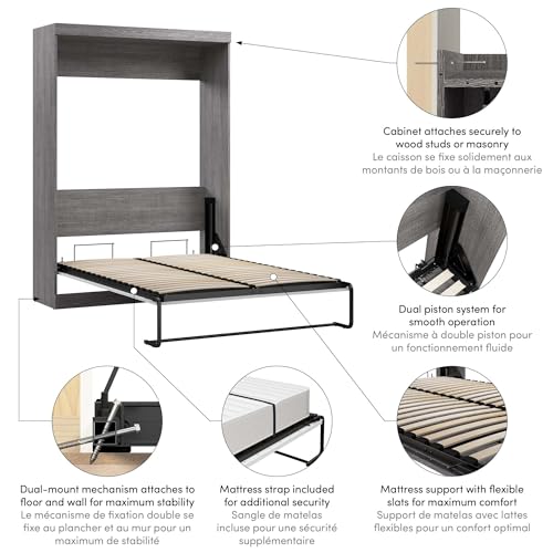 Bark Gray Full Murphy Bed J62070