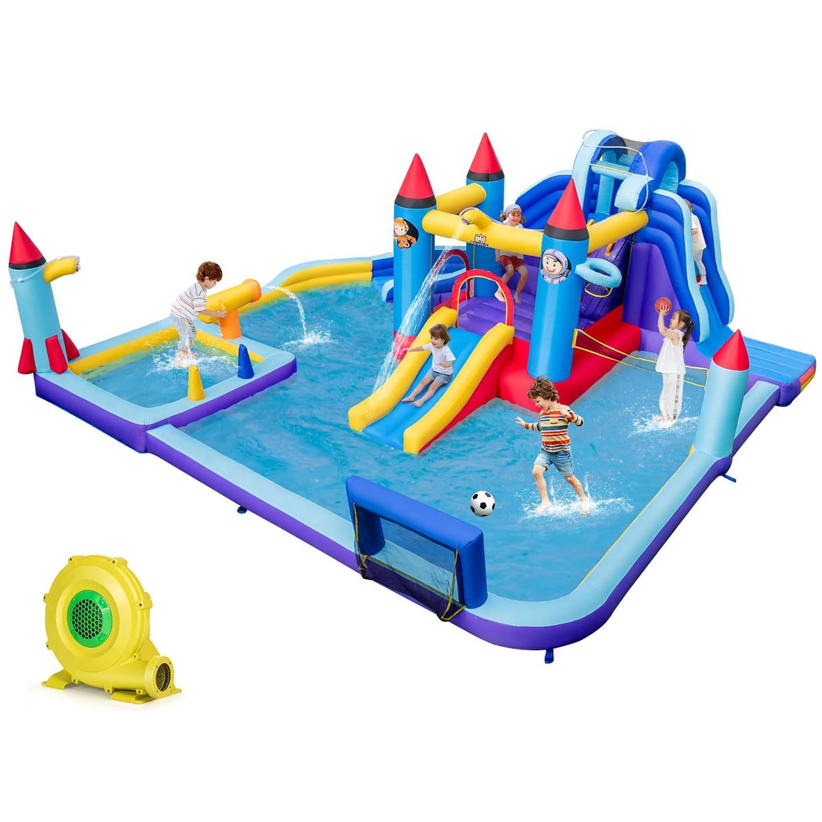 Inflatable Water Slide Park with 2 Slides Splash Pool D9841