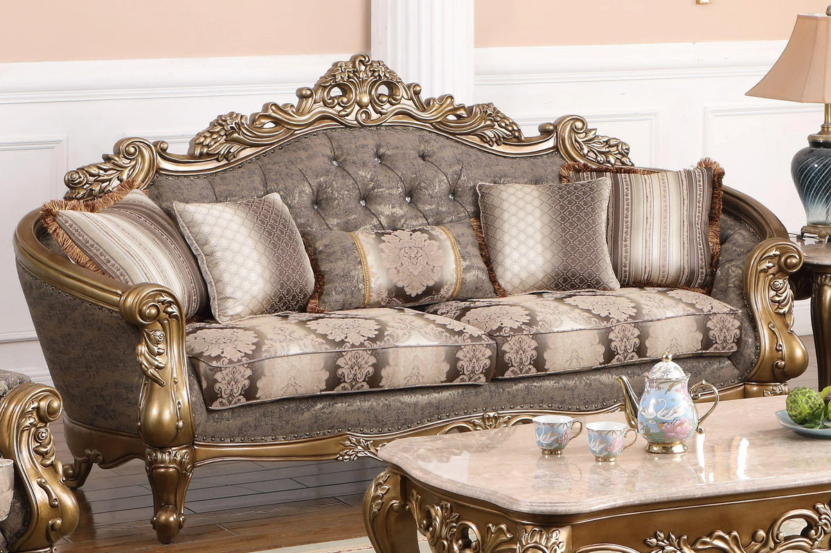 Bronze Shimmery Fabric Sofa Set 2Pcs L8536