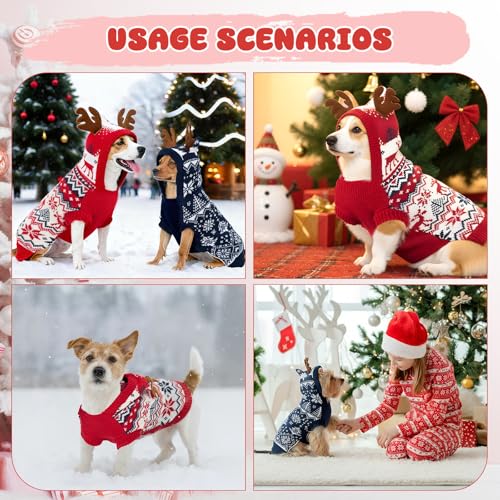 2 Pcs Christmas Dog Sweater Warm Winter Dog Hoodie H746101