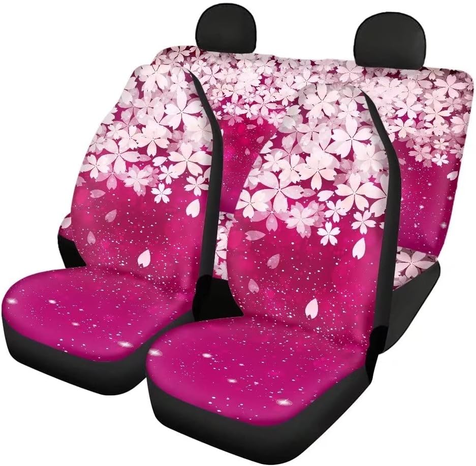 Red Kiss Lips Print 4pcs Car Seat Cover Set M24943