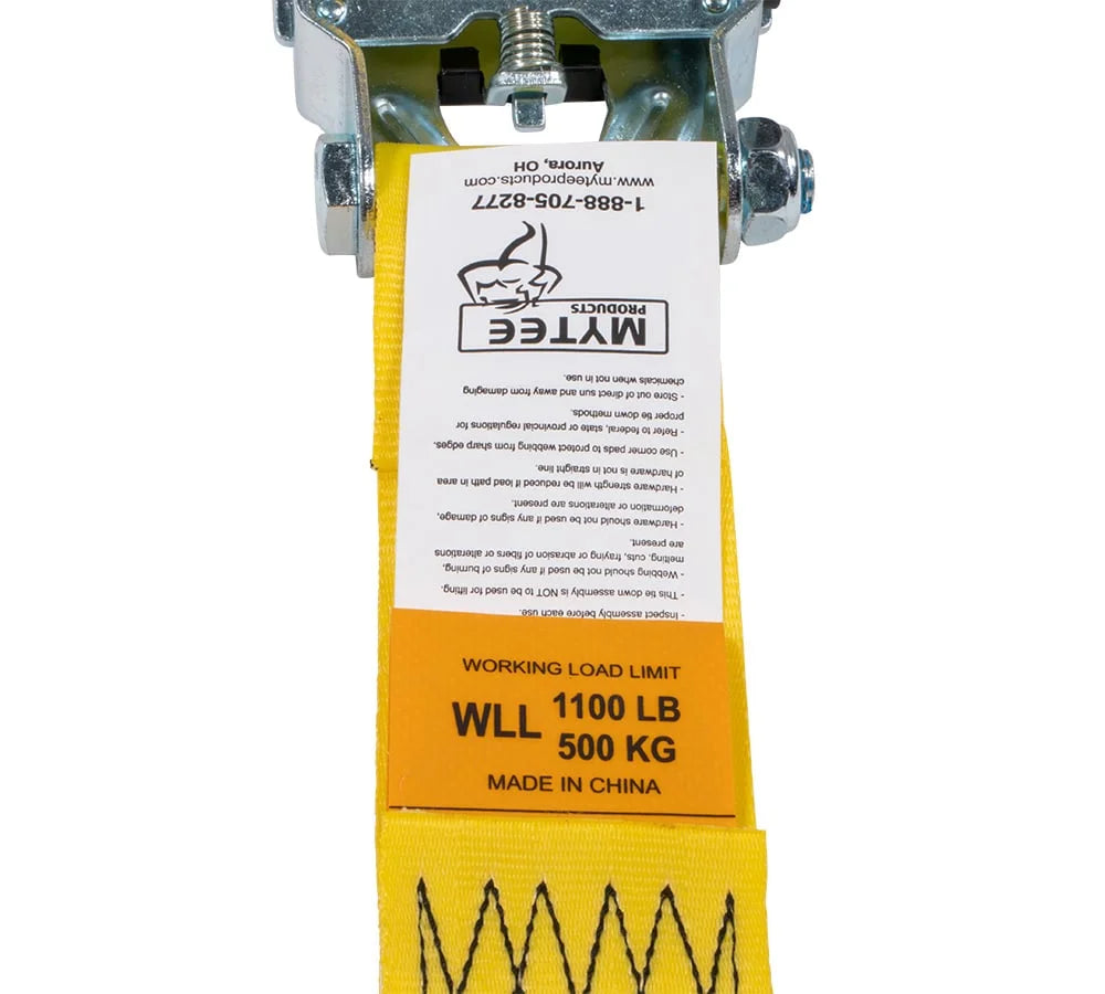 2 Pack 2" x 10' Retractable Ratchet Straps with Double J-Hook, 3,300 lbs Breaking Strength, Yellow I60430