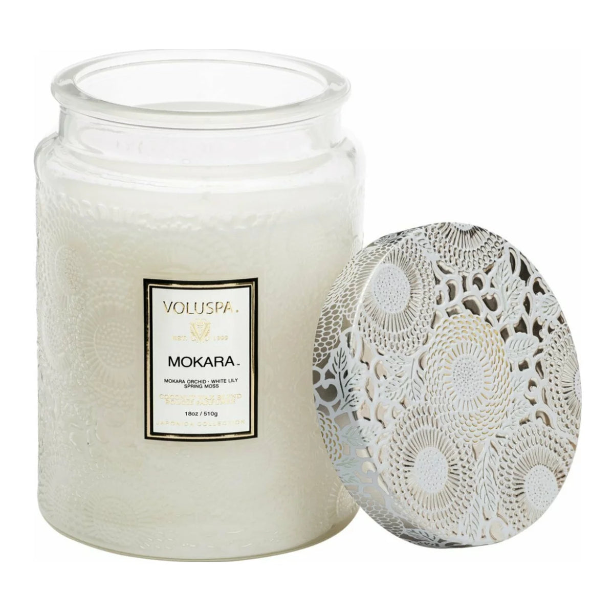 18oz Embossed Glass Jar Candle A9957