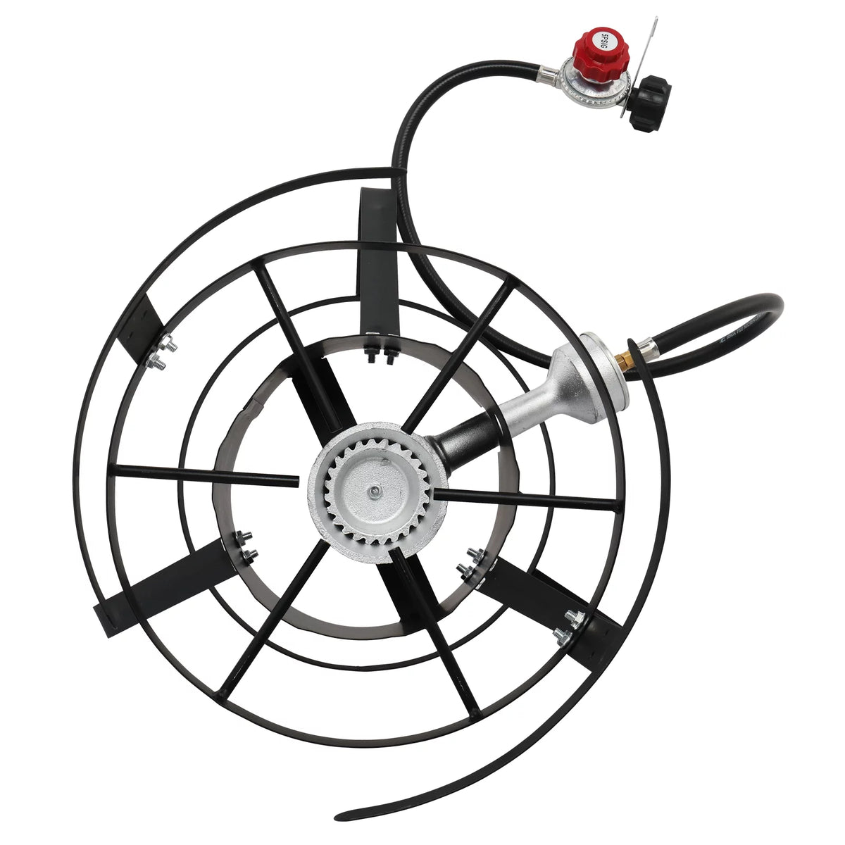 Black Round Iron Stove Frame, Silver Aluminum 30qt Turkey Pot 10qt Fish Pot Y453029