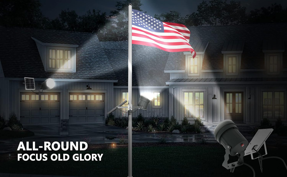 Solar Flag Pole Light 3in1 Design, 2 Brightness, Outdoor Dusk to Dawn U193319