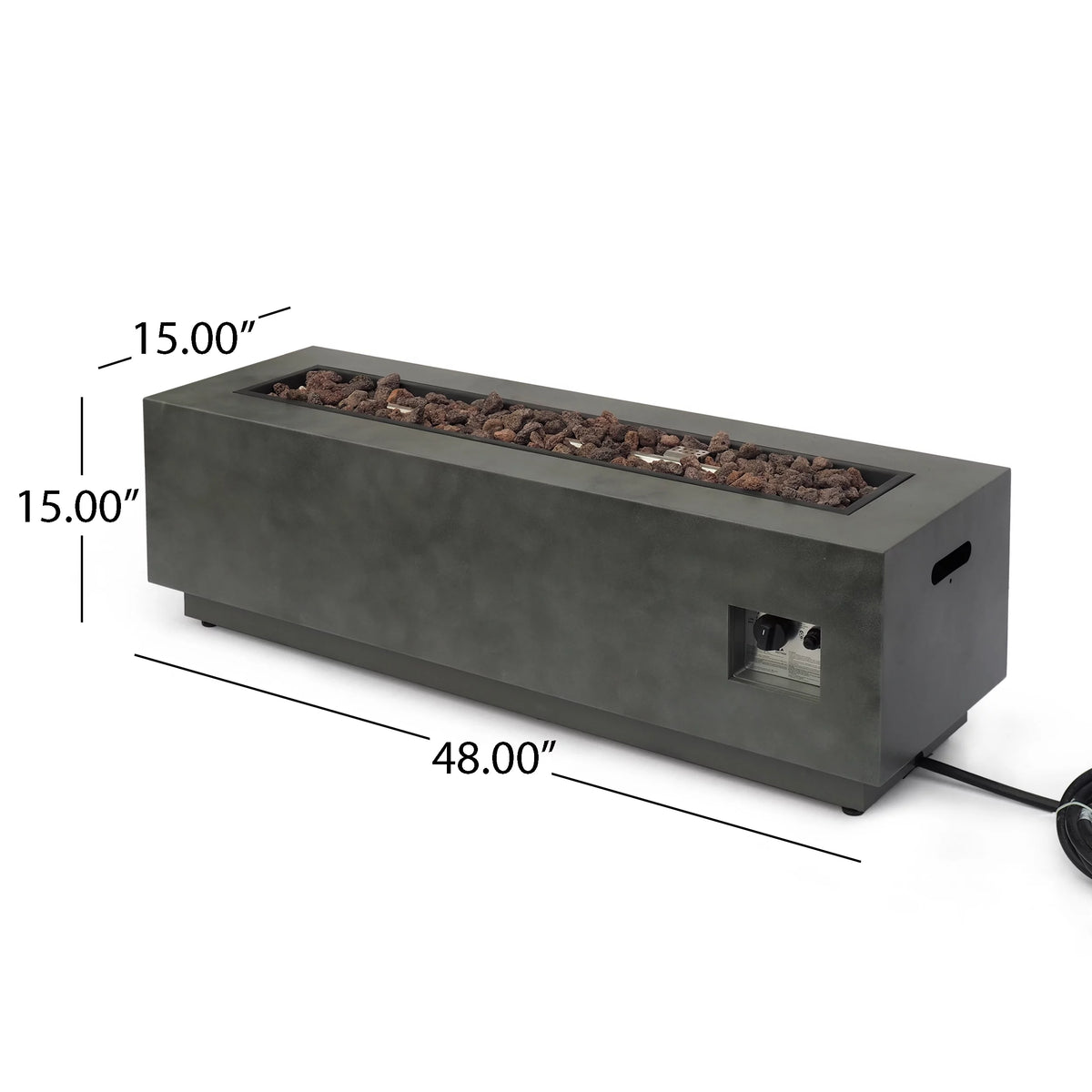 Rectangular Concrete Fire Pit with Tank Holder X4331