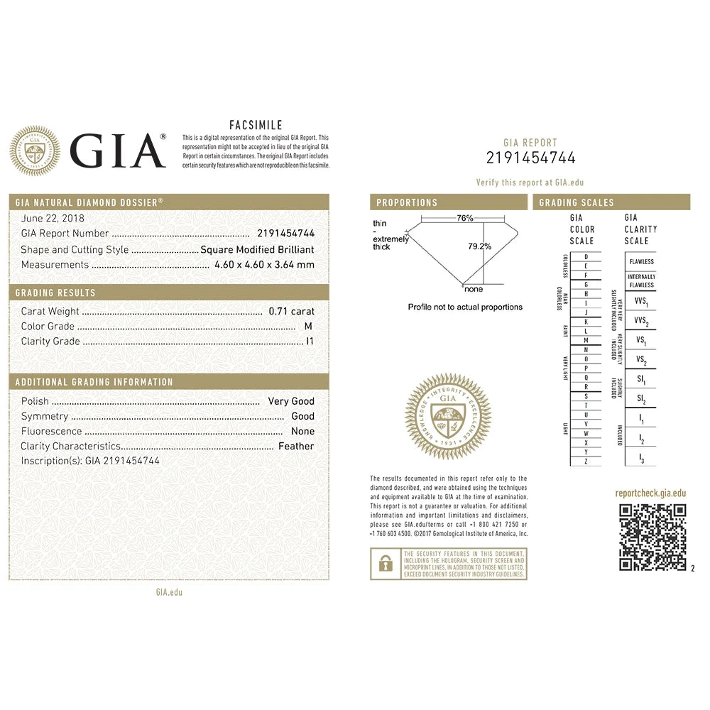 14K Gold Princess Solitaire Diamond Ring 0.75 Carat N1705