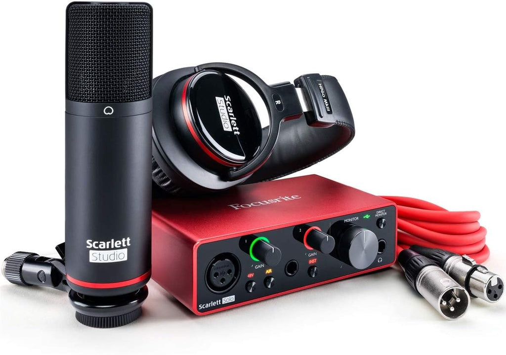 USB Audio Interface Bundle with Boom Stand, XLR Cable and Pop Filter (4 Items) A733520
