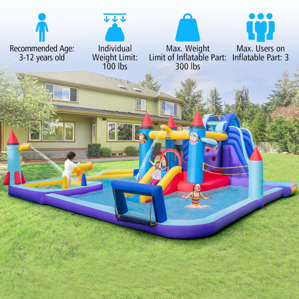 Inflatable Water Slide Park with 2 Slides Splash Pool D9841