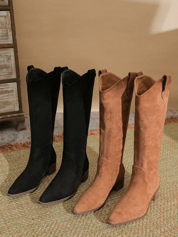 Pointed Toe Thick Heel Stacked Boots A368221