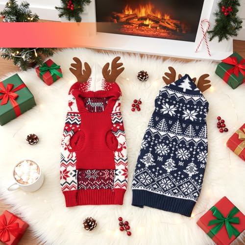 2 Pcs Christmas Dog Sweater Warm Winter Dog Hoodie H746101