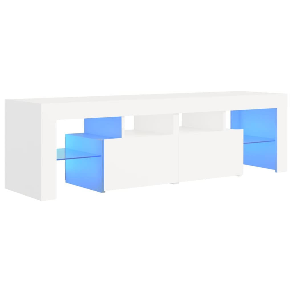 White Sonoma Oak TV Cabinet with LED Lights O974829