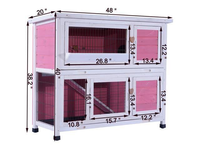 40x22 Wooden Rabbit Hutch Pet Cage Pink K448