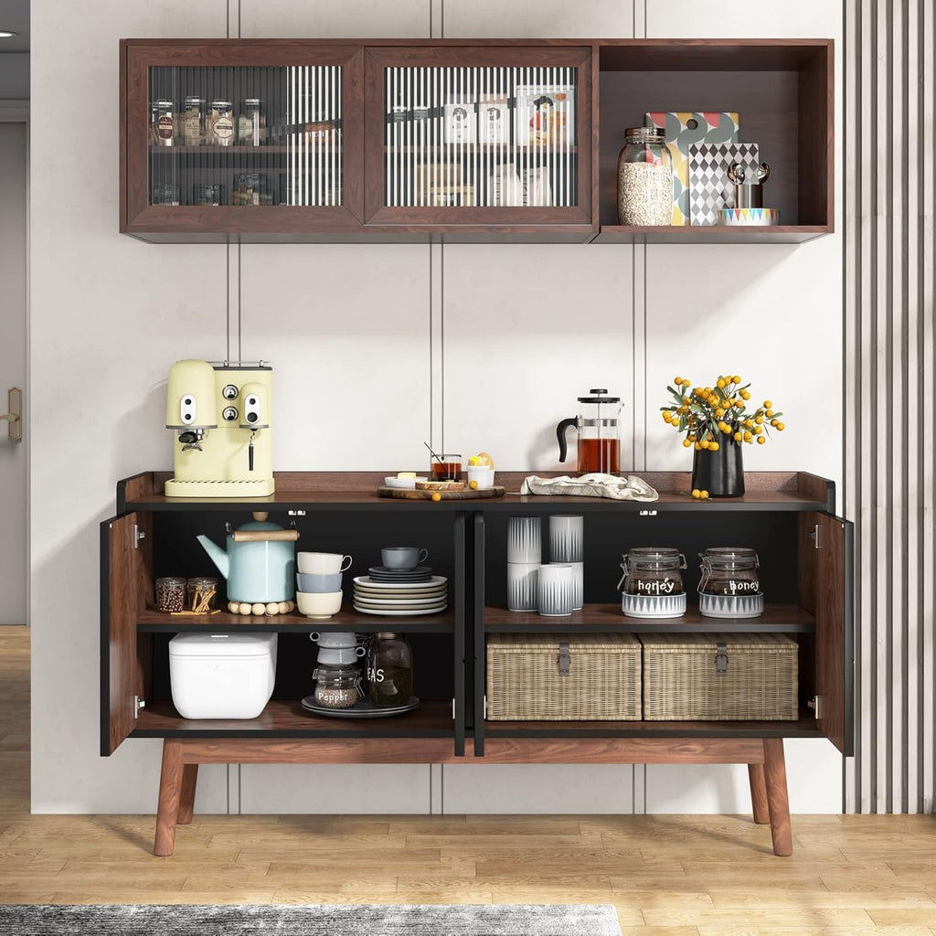Black 55" Wood Sideboard Cabinet with Doors J71423