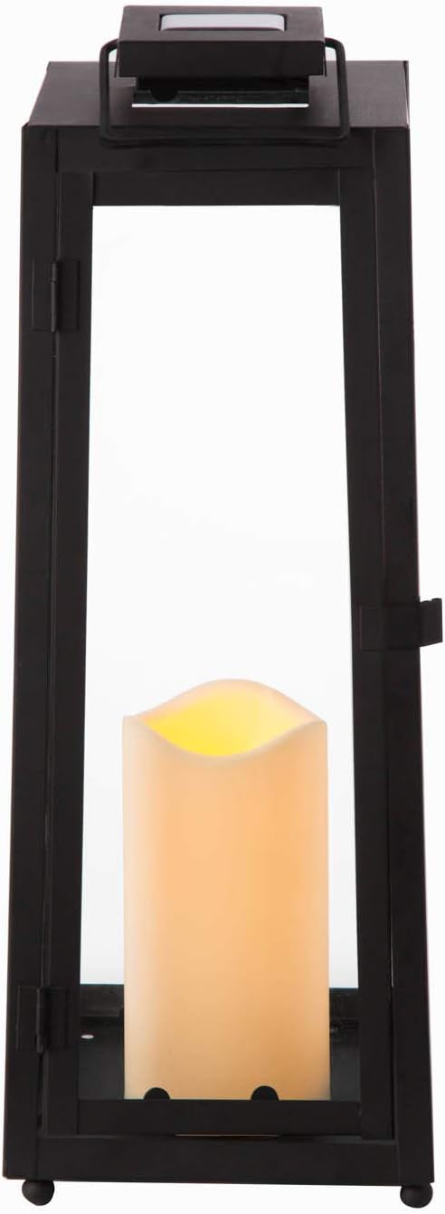 Black Metal Glass Solar Lantern A921