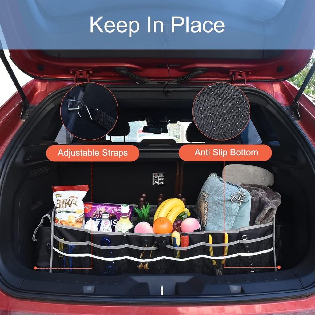 Car Trunk Organizer with Cooler, Collapsible Storage Box, 4 in 1 Multi Compartment, Non-Slip Bottom, 1680D Oxford Y376