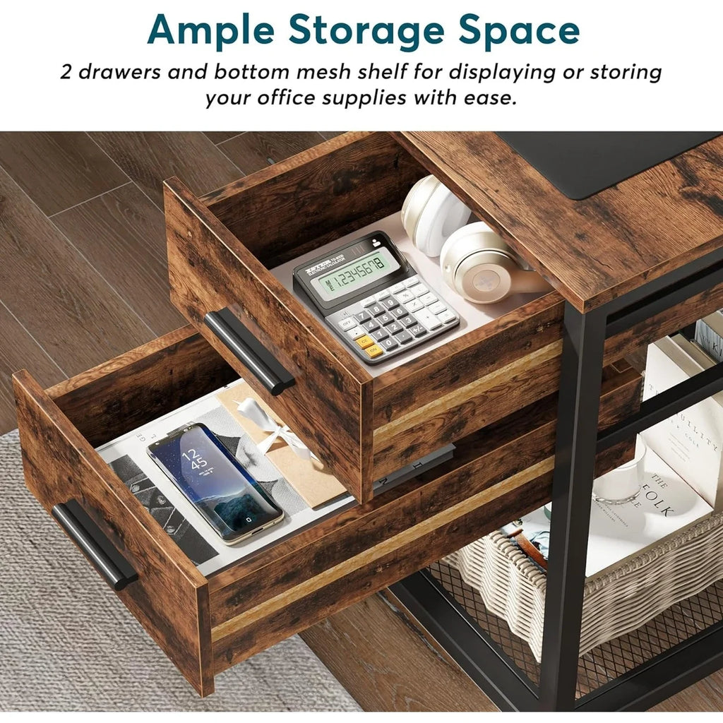 L-Shaped 59" Computer Desk with Drawers Corner Desk with Lift Top T355907