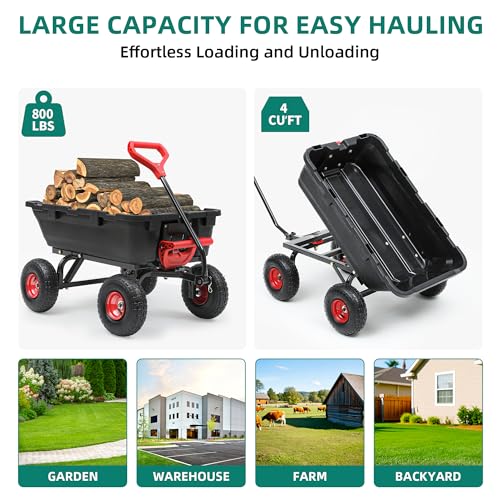 Heavy Duty Garden Dump Cart with 10" Pneumatic Tires X117