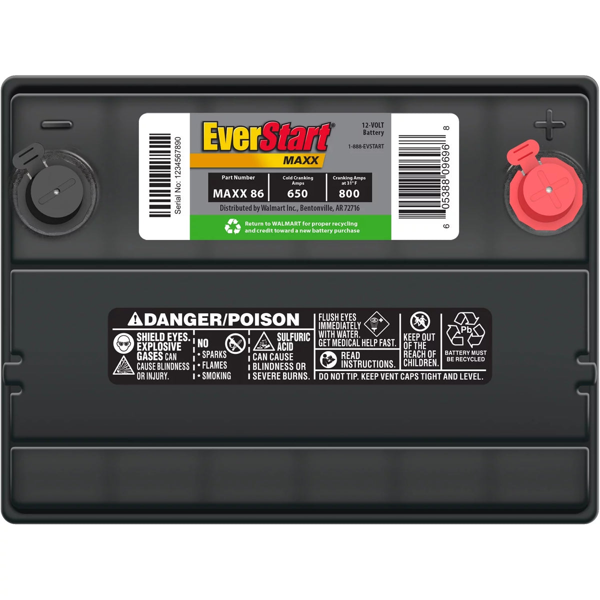 Group Size 86 12 Volt 650 CCA Lead Acid Automotive Battery O971