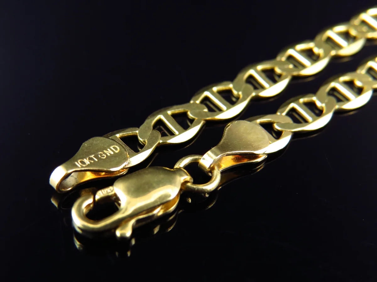 Solid 10K Yellow Gold Flat Mariner Link Chain Z726281