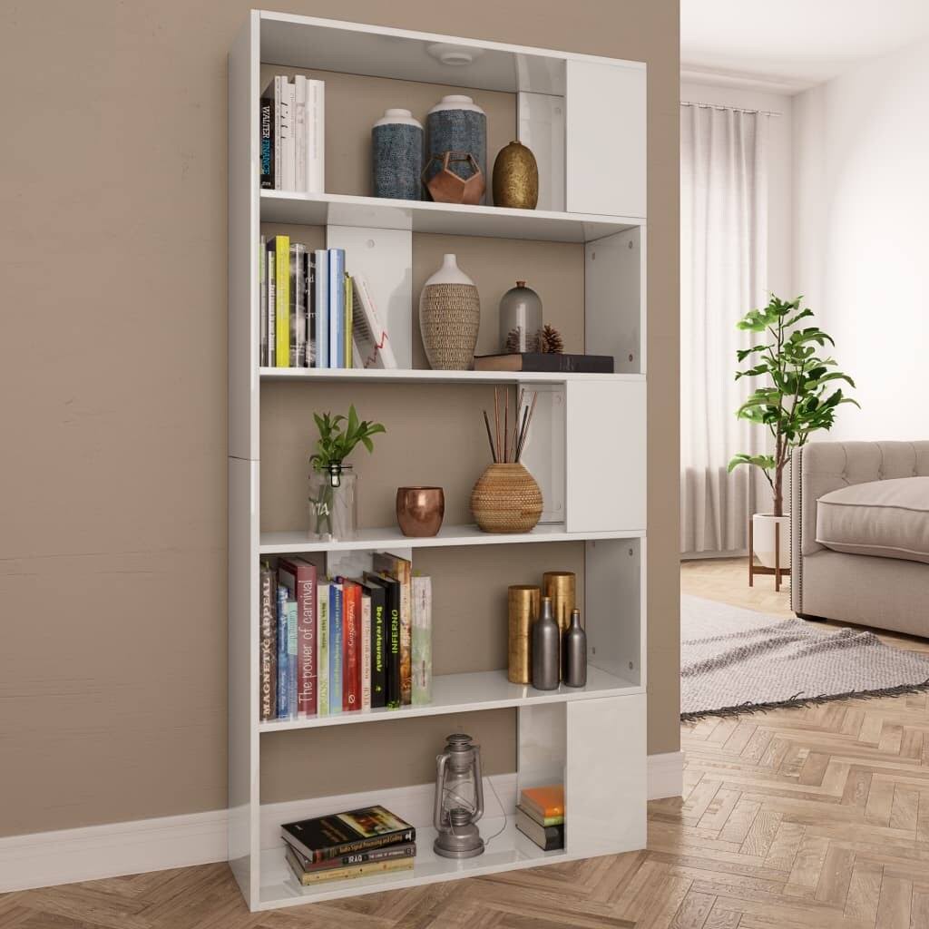 High Gloss Black Book Cabinet Room Divider Chipboard L243961