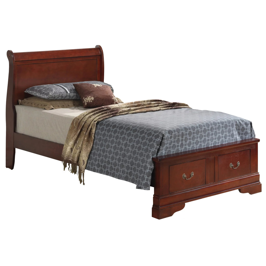 Cherry Twin Size Storage Sleigh Bed A219518