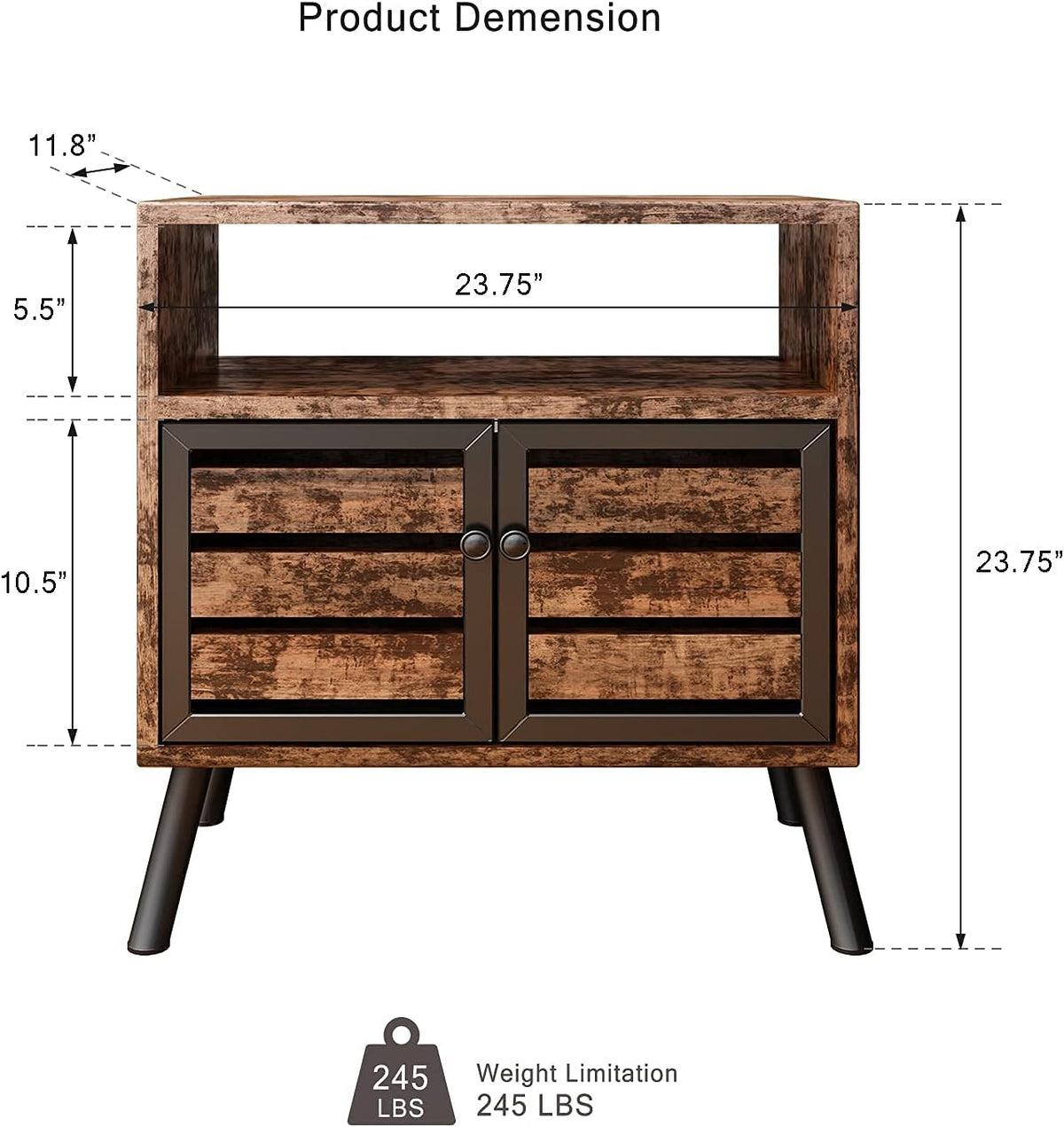 Rustic Brown Storage Sideboard Buffet Table Z75981