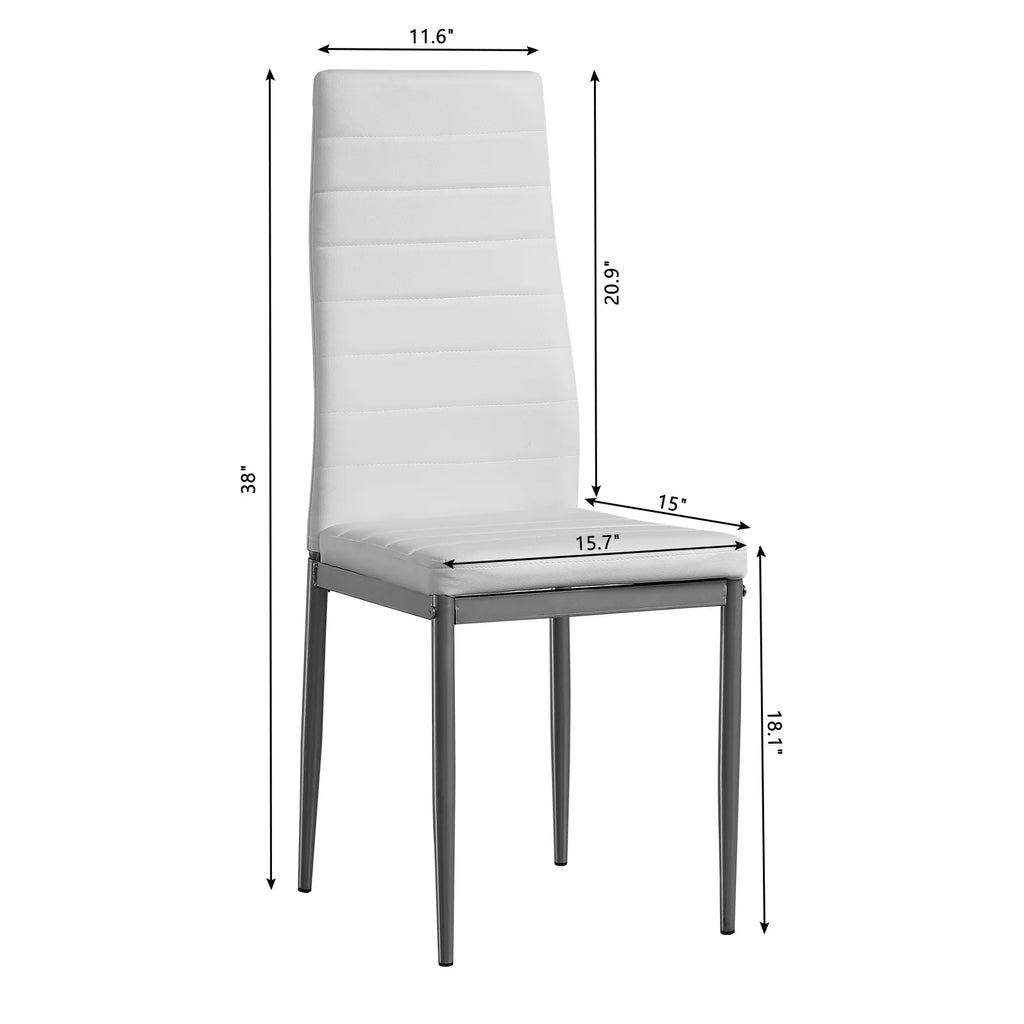 White Glass Dining Table Set for 4 C58273