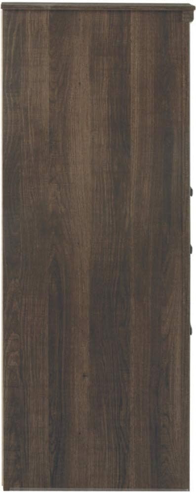 Rustic 6 Drawer Dresser with 1 Cabinet & Adjustable Shelf, Dark Brown E175082
