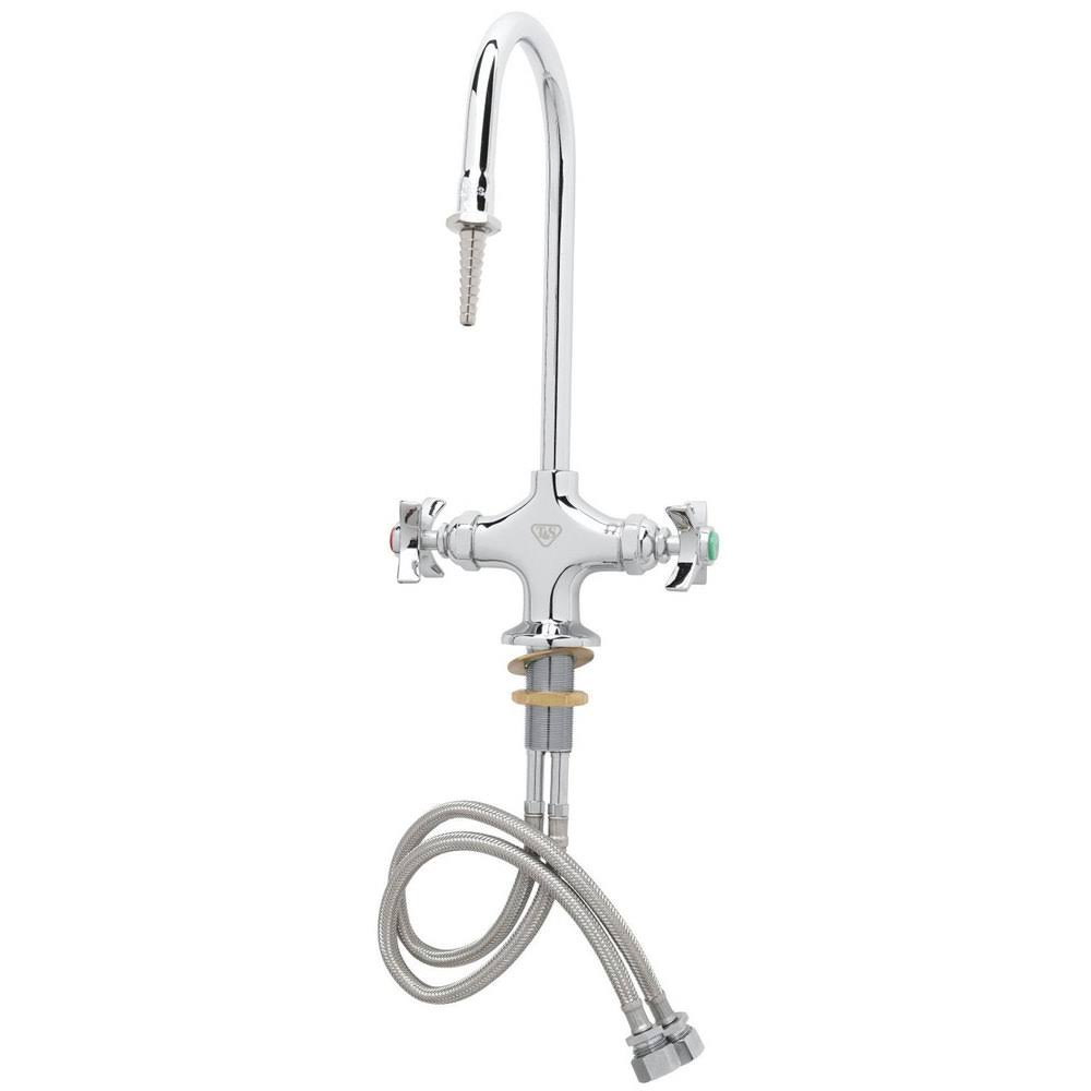 Brass Lab Mixing Faucet, Rigid Gooseneck, Serrated Tip M972