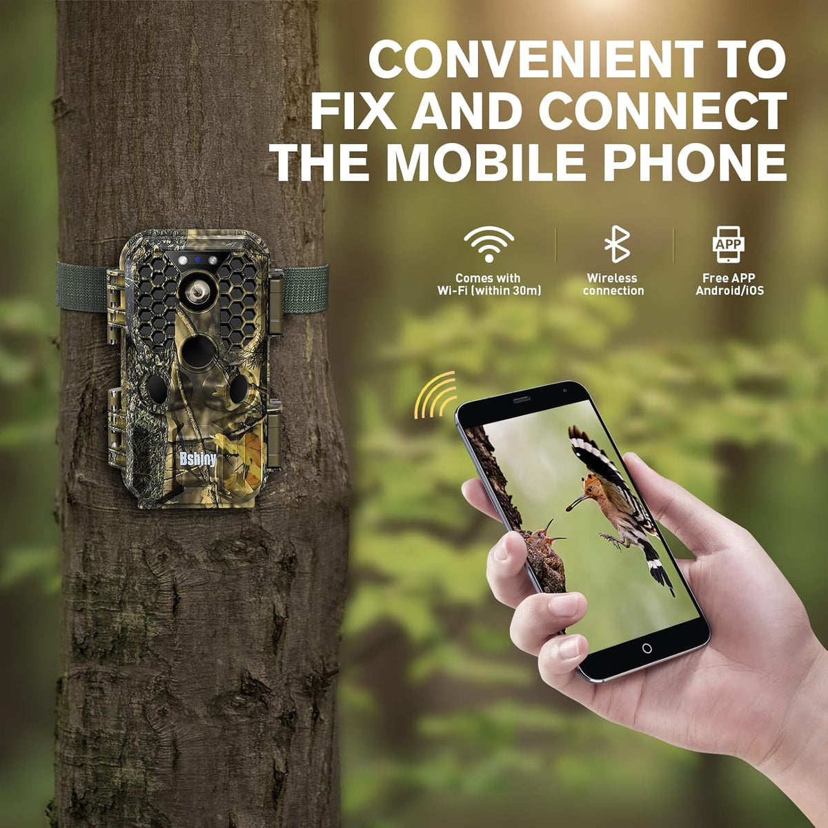4K 30MP Night Vision Motion Activated Waterproof WiFi Bluetooth Trail Camera Y516