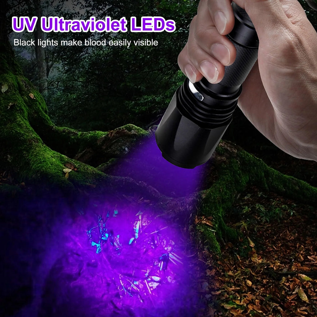 Zoomable Green Red UV Flashlight Black Light Tactical Torch E4013