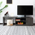 Rustic Brown TV Stand with Storage Cabinets and Open Shelves D2470