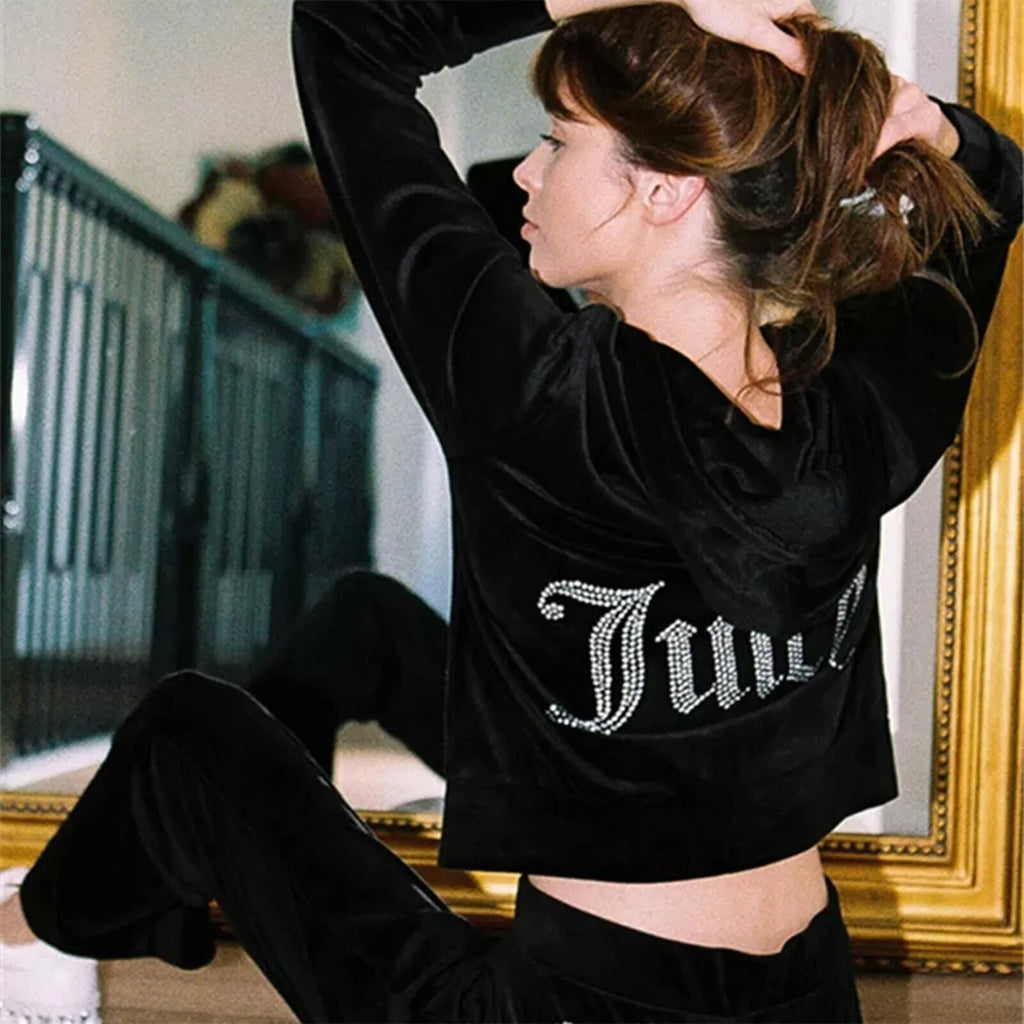 Velour Velvet Hoodie Jogging Set N772