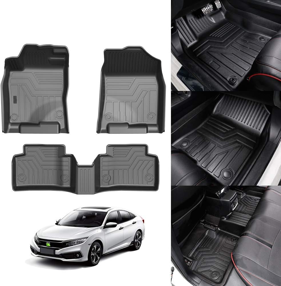 Black 2 Row Carpet Floor Liner Set P7433