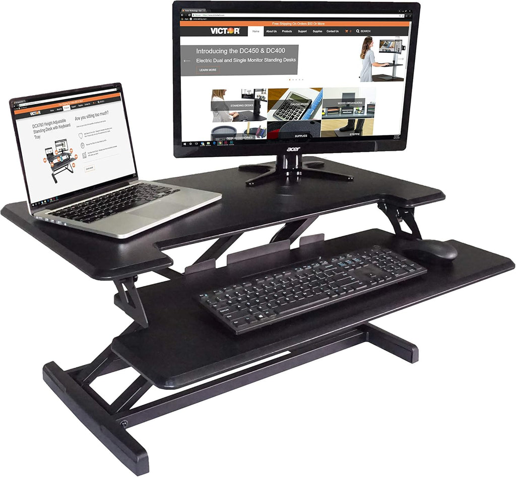 Gray Height Adjustable Standing Desk with Removable Keyboard Tray O26732