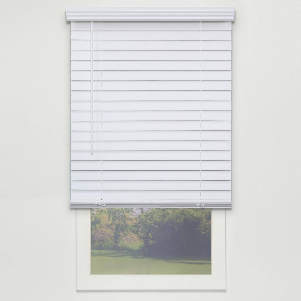 White Cordless PVC Faux Wood Blind 59.25 in. W x 48 in. L C756