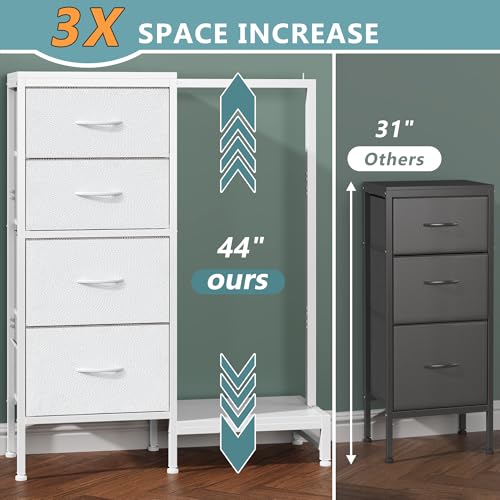 White 4 Drawer Dresser with Hanging Rack Z7671