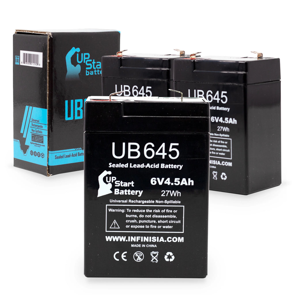 6V 4.5Ah Sealed Lead Acid Battery 3 Pack with Terminal Adapters P3283